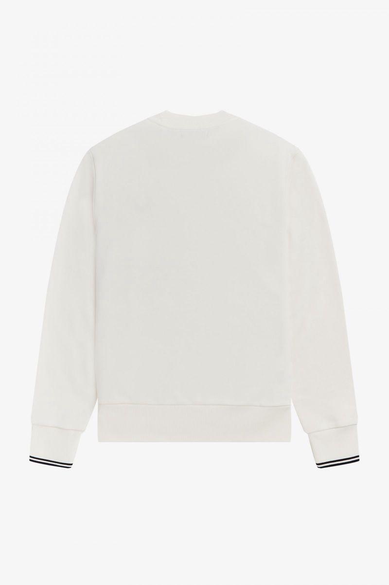 White Fred Perry Crew Neck Men's Sweatshirts | PH 1575QMAZ